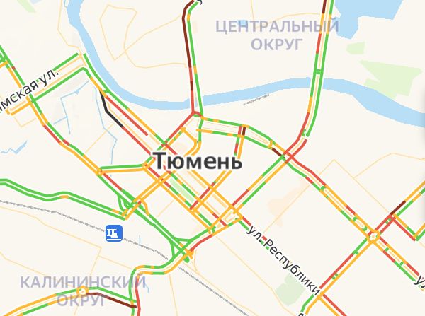 Тюмень встала в 7-бальные пробки Яндекс